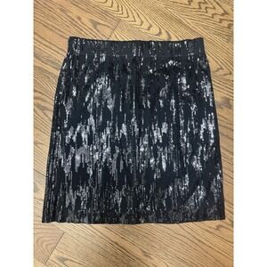 Calvin Klein Sz LG Black Sequined Straight Knee Length Cocktail Party Skirt Glam